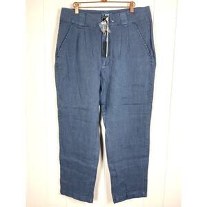 Sundance Adelaide Linen Pleated Ankle Length Pants NWT Size 14